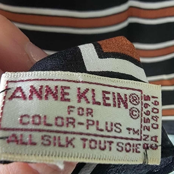 Anne Klein Silk Scarf in Black, White, and Orange - Picture 2 of 4